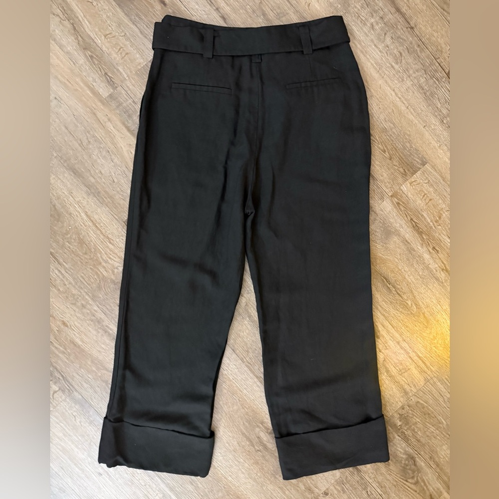 Sandro • Belted Wide Leg Cuffed Cropped Trousers - Picture 12 of 15